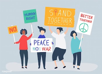 Crowd of protesters carrying protesting signs | Free stock vector - 478839
