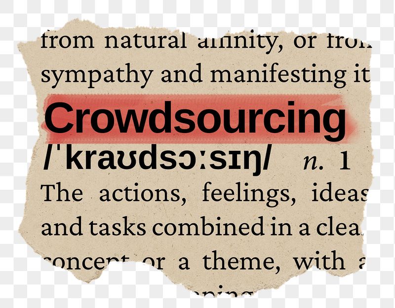 Crowdsourcing png word sticker, torn | Free PNG - rawpixel