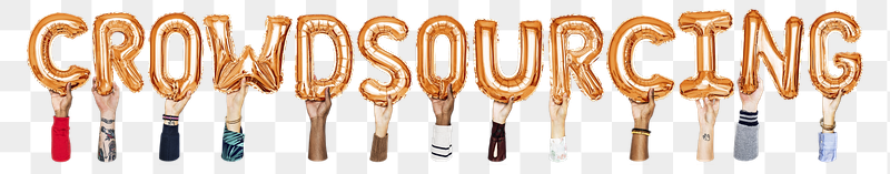 Crowdsourcing word png, hands holding | Free PNG - rawpixel