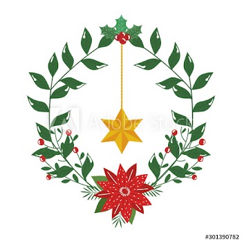 crown decorative christmas with flower and star hanging design