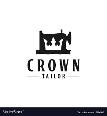 Crown icon with sewing machine logo design vector image