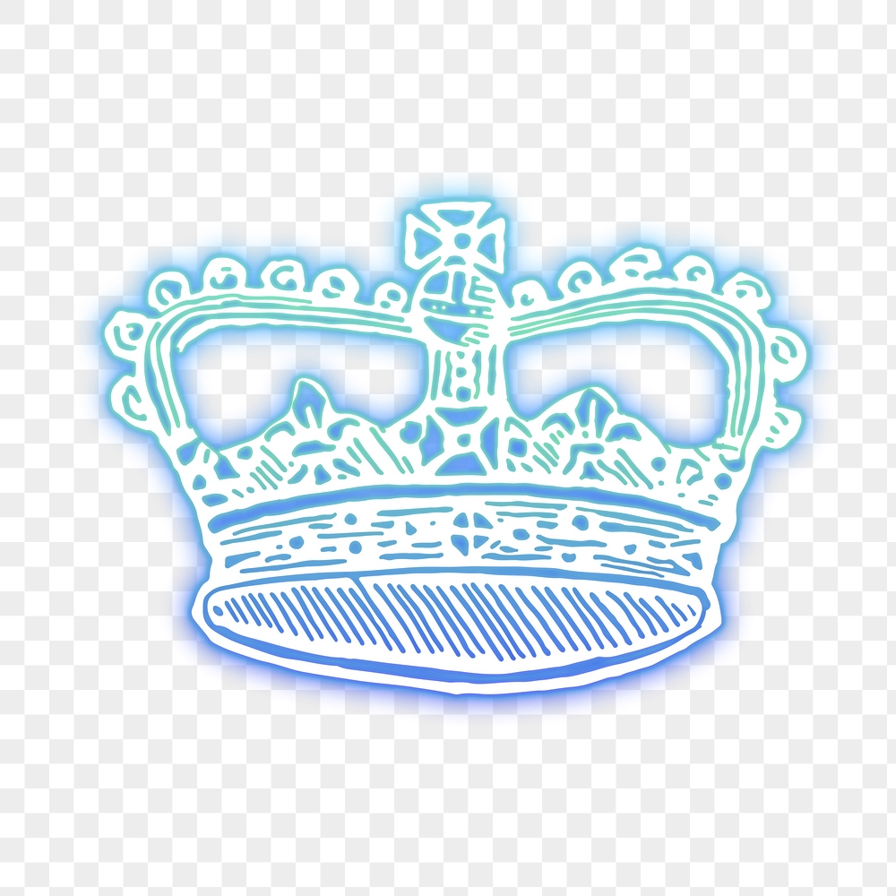 Crown png sticker, blue neon, | Free PNG - rawpixel