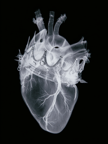 Crowned Anatomical Heart in Monochrome