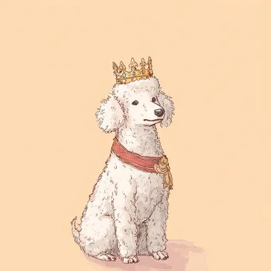 Crowned Cute Poodle Dog Illustration Crowned Cute Poodle Dog Illustration