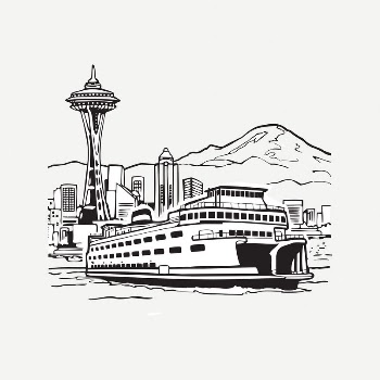 Cruise ship collage element, black | Free PSD Illustration - rawpixel