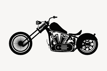 Cruiser motorcycle  clipart, black | Free PSD - rawpixel