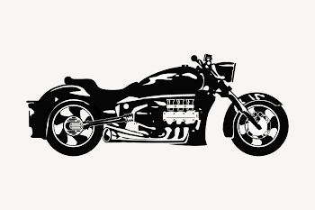 Cruiser motorcycle  clipart, black | Free PSD - rawpixel