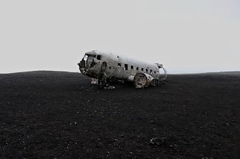 crushed gray airplane