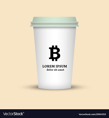 Cryptocurrency coffee coffee cup bitcoin sign vector image