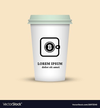 Cryptocurrency coffee cup with bitcoin wallet sign vector image