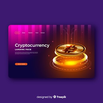 Cryptocurrency landing page Free Vector