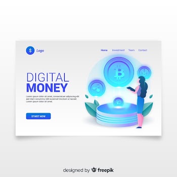 Cryptocurrency landing page Free Vector