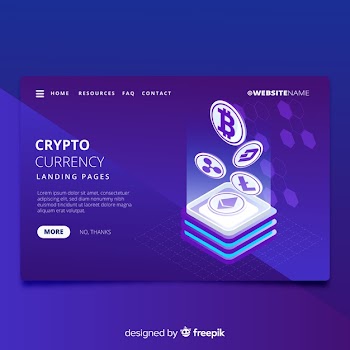 Cryptocurrency landing page Free Vector