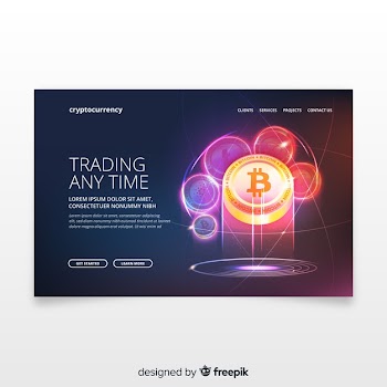 Cryptocurrency landing page Free Vector
