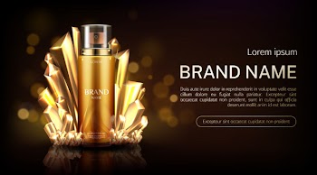 Crystal cosmetics spray bottle banner. Free Vector