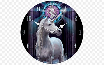 Crystal Enchantment Clock Fantastic art Artist - unicorn head 