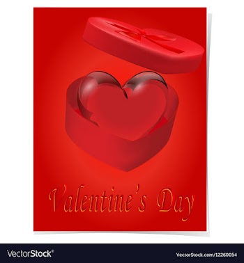 Crystal Heart in a gift box with a red bow on a vector image