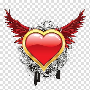 , Crystal Heart-shaped wings transparent background PNG clipart
