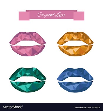 Crystal lips set in low polygon style vector image