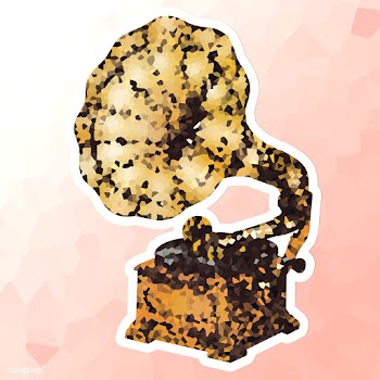 Crystallized gramophone sticker overlay with a white border illustrati.. | Free  illustration - 2350821