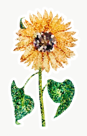 Crystallized sunflower sticker overlay with a white border | Free  transparent png - 2350704