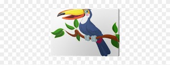Cuadro En Lienzo Tucán Sentado En La Rama Del Árbol - Bird Sitting On A Tree Cartoon