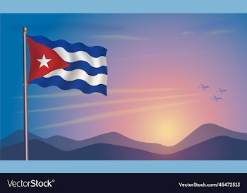 cuba flag in the morning sun