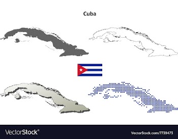 Cuba outline map set vector image