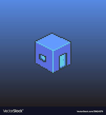 cube blocks home isometric pixel art