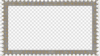 Cubepolis Stamp Frame Only, gray and yellow frame transparent background PNG clipart