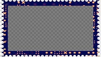 Cubepolis Stamp Frame Only, rectangular blue and orange border transparent background PNG clipart