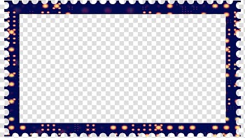 Cubepolis Stamp Frame Only, rectangular blue and yellow frame boarder transparent background PNG clipart