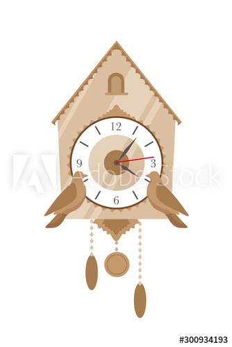 Cuckoo clock flat vector illustration