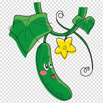 Cucumber Cartoon Vegetable Melon, Hand-painted face cucumber transparent background PNG clipart