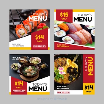 Culinary instagram post collection Free Vector