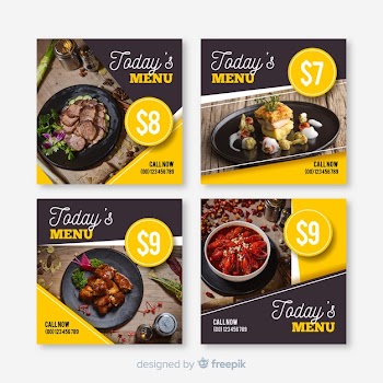 Culinary instagram post collection with photo Free Vector