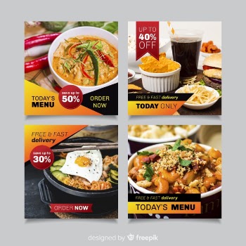 Culinary instagram post collection with photo Free Vector