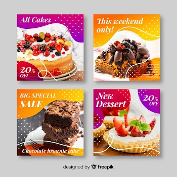 Culinary instagram post collection with photo Free Vector