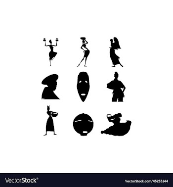 culture african silhouette set icon creative