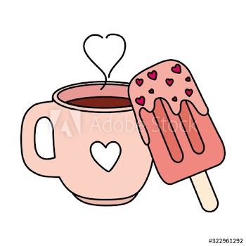 cup coffee with ice cream in stick design