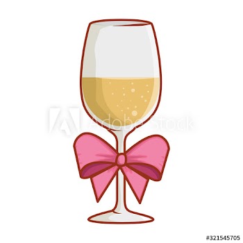 cup glass champagne with bow ribbon design