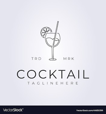 cup of cocktail line art logo design