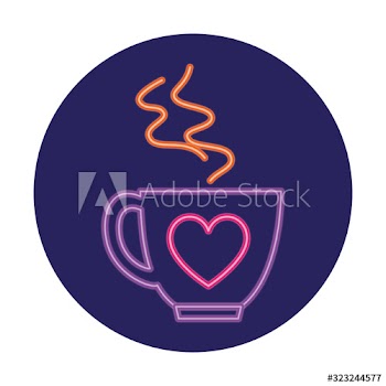 cup of coffee in neon light 