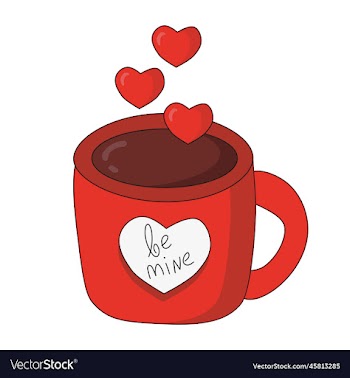 cup with drink and hearts lettering be mine