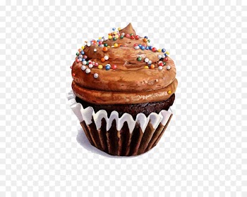 Cupcake Art Watercolor painting Drawing - chocolate cake 