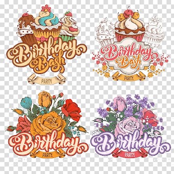 Cupcake Birthday cake Illustration, Watercolor flowers transparent background PNG clipart