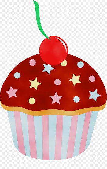 Cupcake, Cartoon, Drawing, Baking Cup, Red PNG