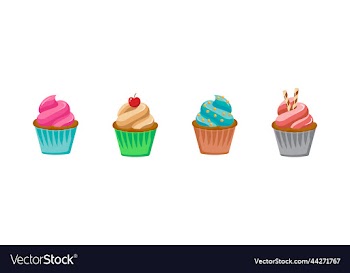 cupcake icon set of 4 design element suitable for