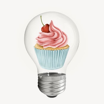 Cupcake in light bulb sticker, | Free PSD - rawpixel