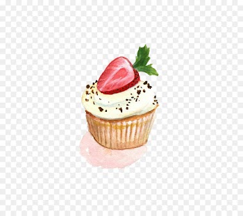 Cupcake Layer cake Painting Drawing - Small strawberry cake 